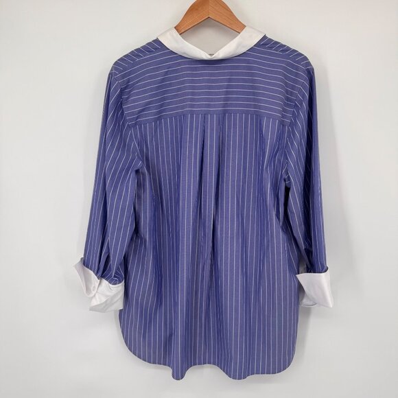 Chicos 2.5 No-Iron Coolmax All Season Striped Shirt Womens Size 18  Blue popover - Picture 9 of 13